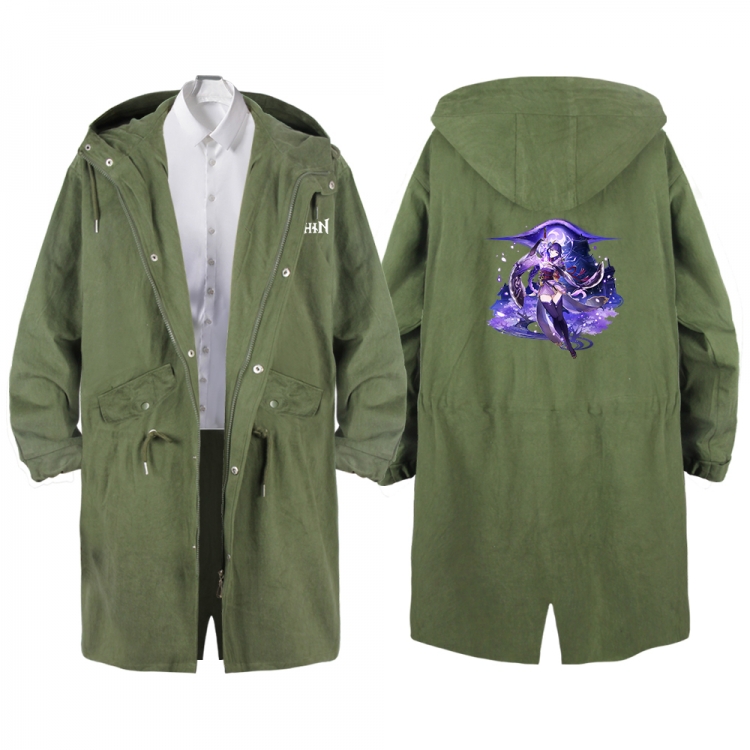 Genshin Impact Anime Peripheral Hooded Long Windbreaker Jacket from S to 3XL