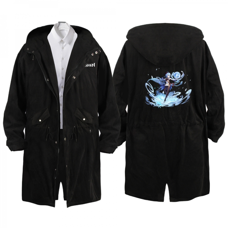 Genshin Impact Anime Peripheral Hooded Long Windbreaker Jacket from S to 3XL