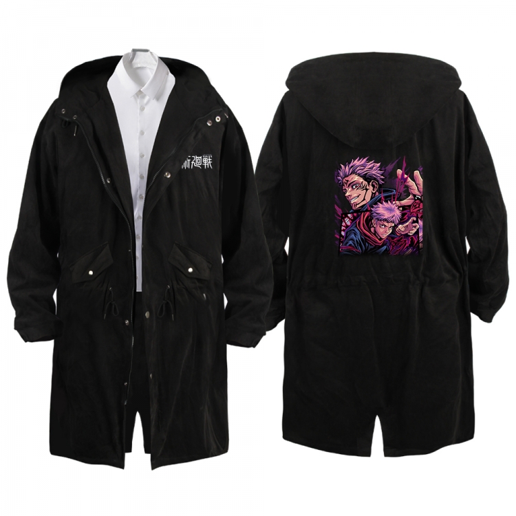 Jujutsu Kaisen Anime Peripheral Hooded Long Windbreaker Jacket from S to 3XL