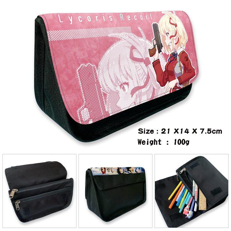 Lycoris Recoil Anime Velcro canvas zipper pencil case Pencil Bag 21×14×7.5cm