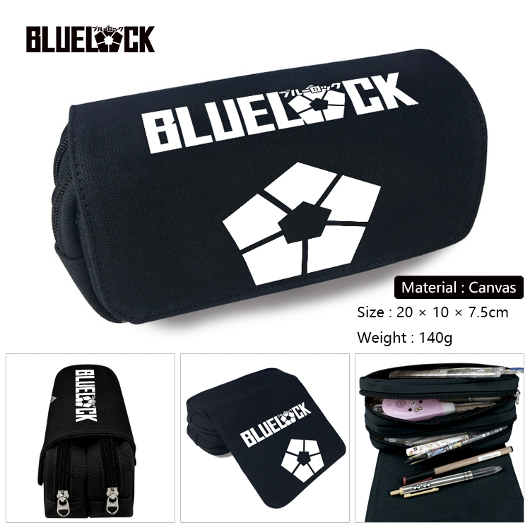 BLUE LOCK Anime Multi-Function Double Zipper Canvas Cosmetic Bag Pen Case 20x10x7.5cm