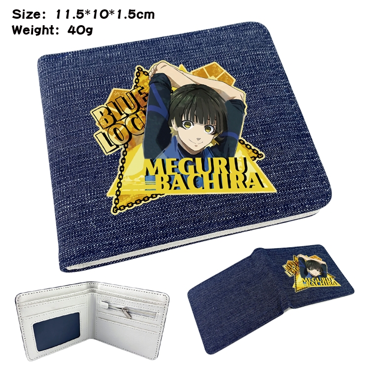 BLUE LOCK  Anime denim folding full-color wallet 11.5X10X1.5CM