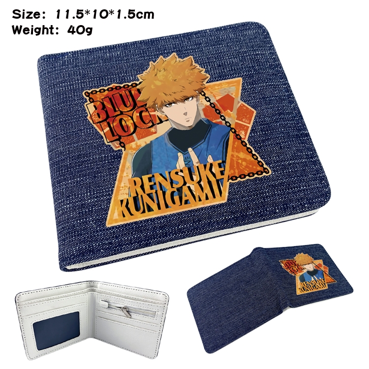 BLUE LOCK  Anime denim folding full-color wallet 11.5X10X1.5CM