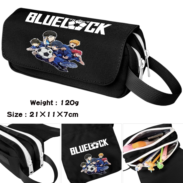 BLUE LOCK Anime waterproof canvas portable double-layer pencil bag cosmetic bag 21x11x7cm