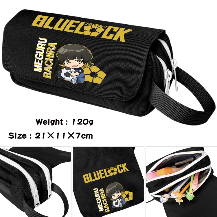 BLUE LOCK Anime waterproof canvas portable double-layer pencil bag cosmetic bag 21x11x7cm