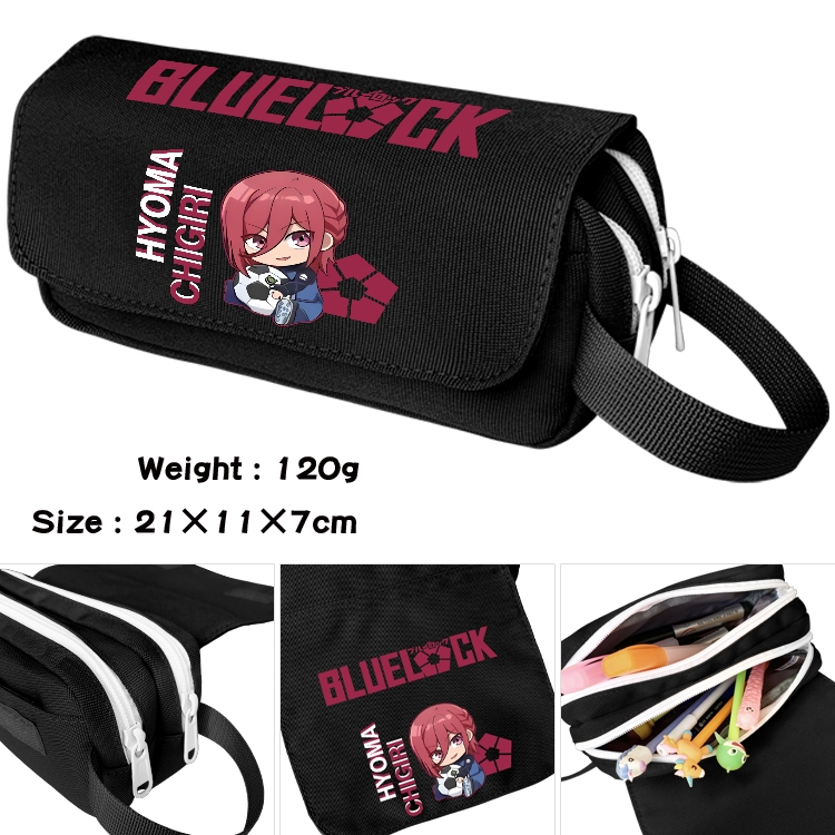 BLUE LOCK Anime waterproof canvas portable double-layer pencil bag cosmetic bag 21x11x7cm