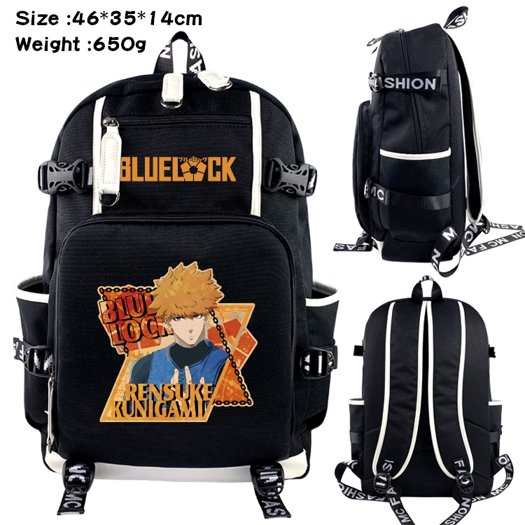 BLUE LOCK Data USB backpack Cartoon printed student backpack 46X35X14CM 650G