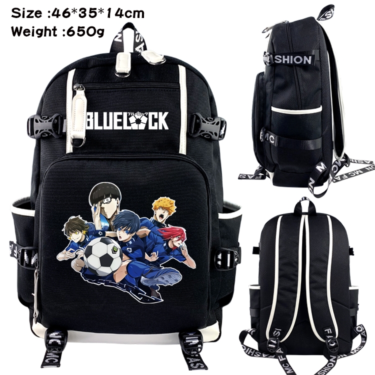 BLUE LOCK Data USB backpack Cartoon printed student backpack 46X35X14CM 650G