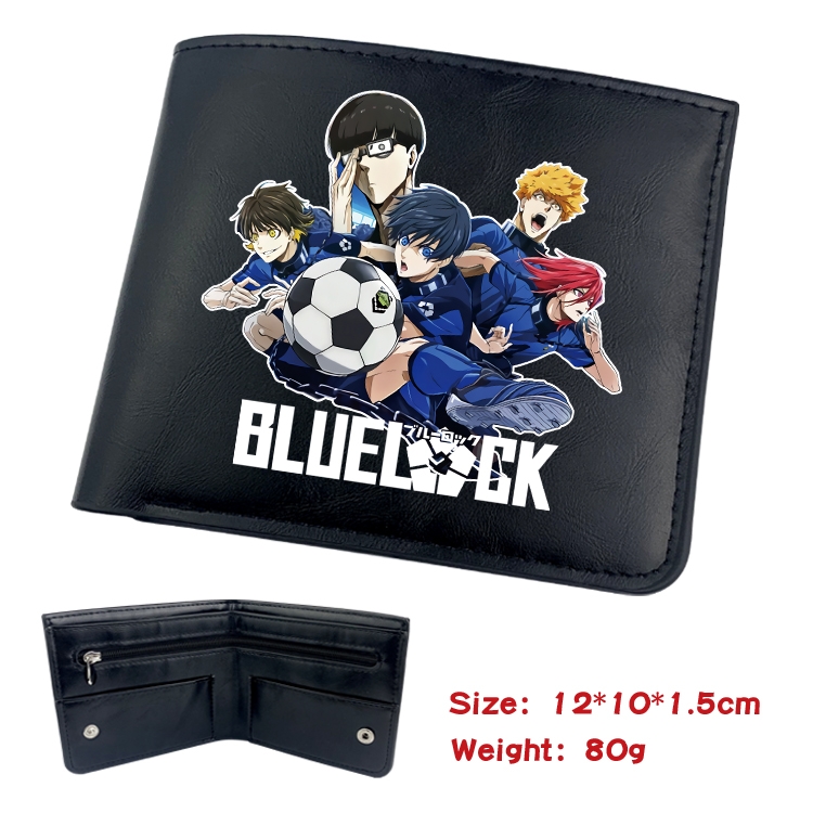 BLUE LOCK Animation soft leather inner buckle black leather wallet 12X10X1.5CM