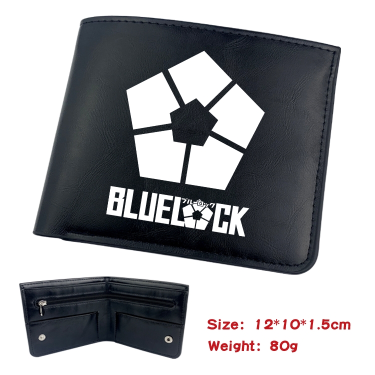 BLUE LOCK Animation soft leather inner buckle black leather wallet 12X10X1.5CM