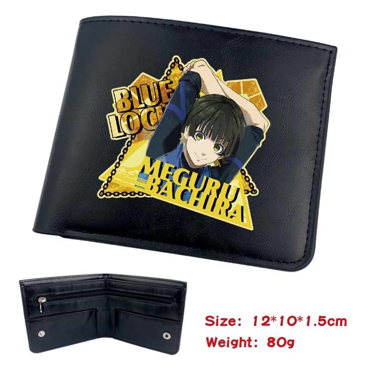 BLUE LOCK Animation soft leather inner buckle black leather wallet 12X10X1.5CM