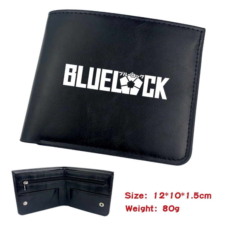 BLUE LOCK Animation soft leather inner buckle black leather wallet 12X10X1.5CM