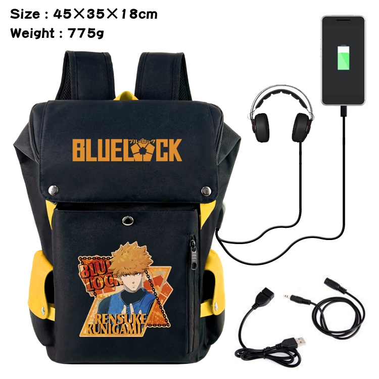 BLUE LOCK Anime canvas bucket color matching data cable backpack 45X35X18CM 775G