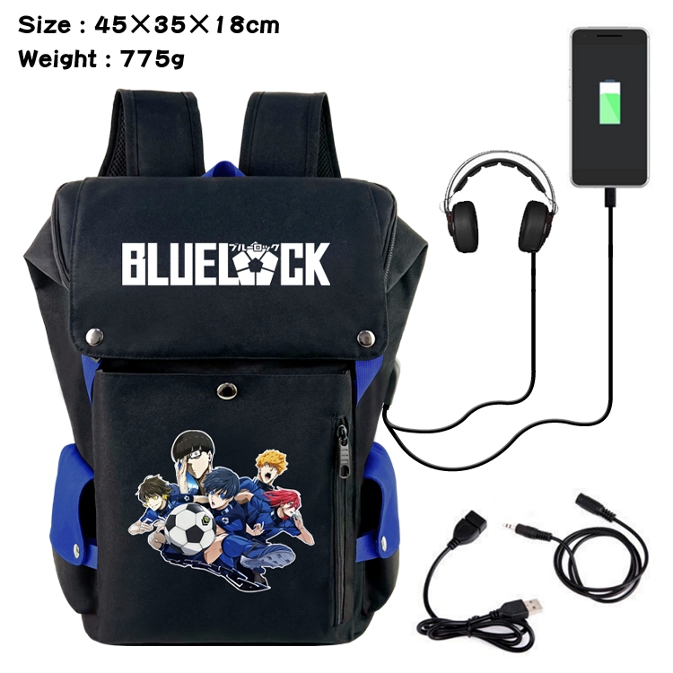 BLUE LOCK Anime canvas bucket color matching data cable backpack 45X35X18CM 775G