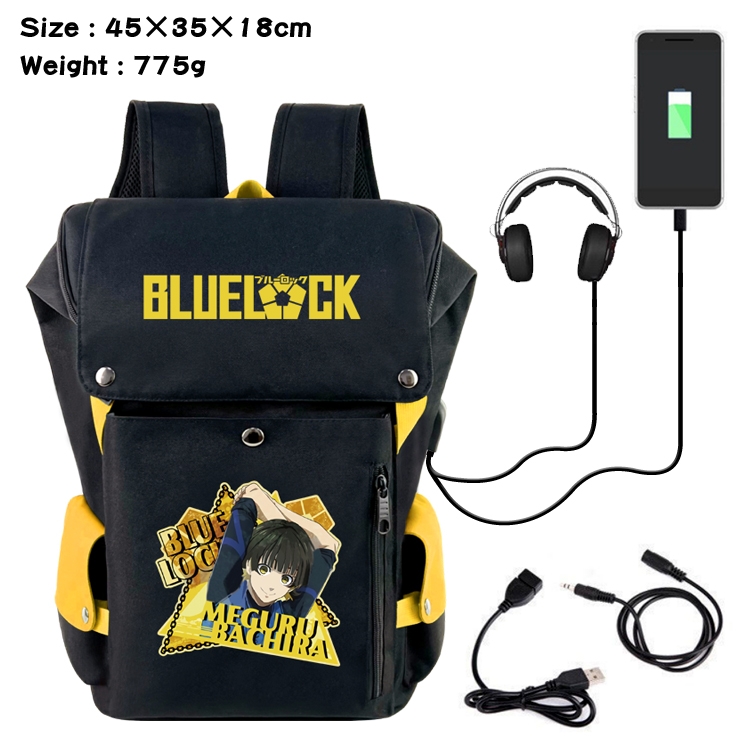 BLUE LOCK Anime canvas bucket color matching data cable backpack 45X35X18CM 775G