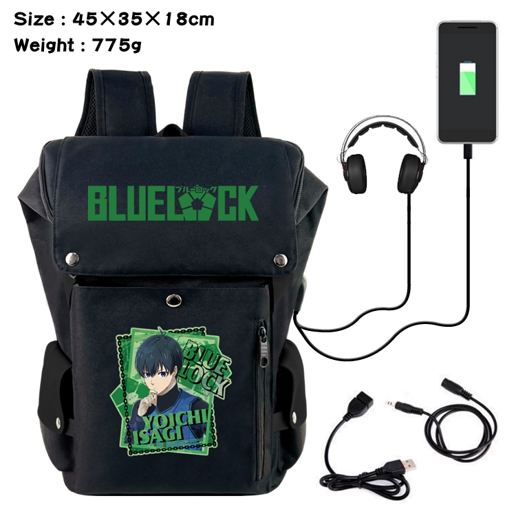 BLUE LOCK Anime canvas bucket color matching data cable backpack 45X35X18CM 775G