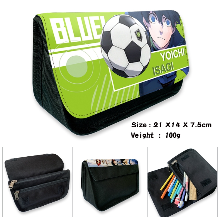 BLUE LOCK Velcro canvas zipper pencil case Pencil Bag 21×14×7.5cm