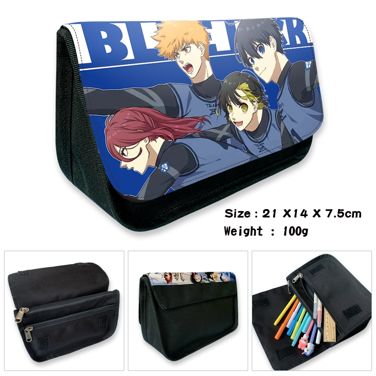 BLUE LOCK Velcro canvas zipper pencil case Pencil Bag 21×14×7.5cm