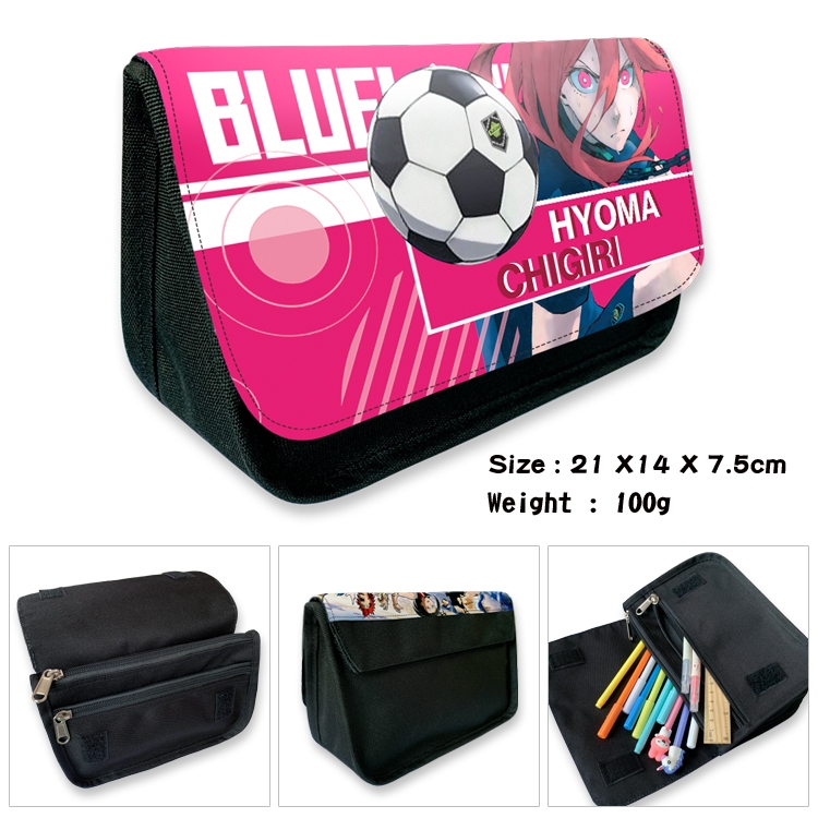 BLUE LOCK Velcro canvas zipper pencil case Pencil Bag 21×14×7.5cm