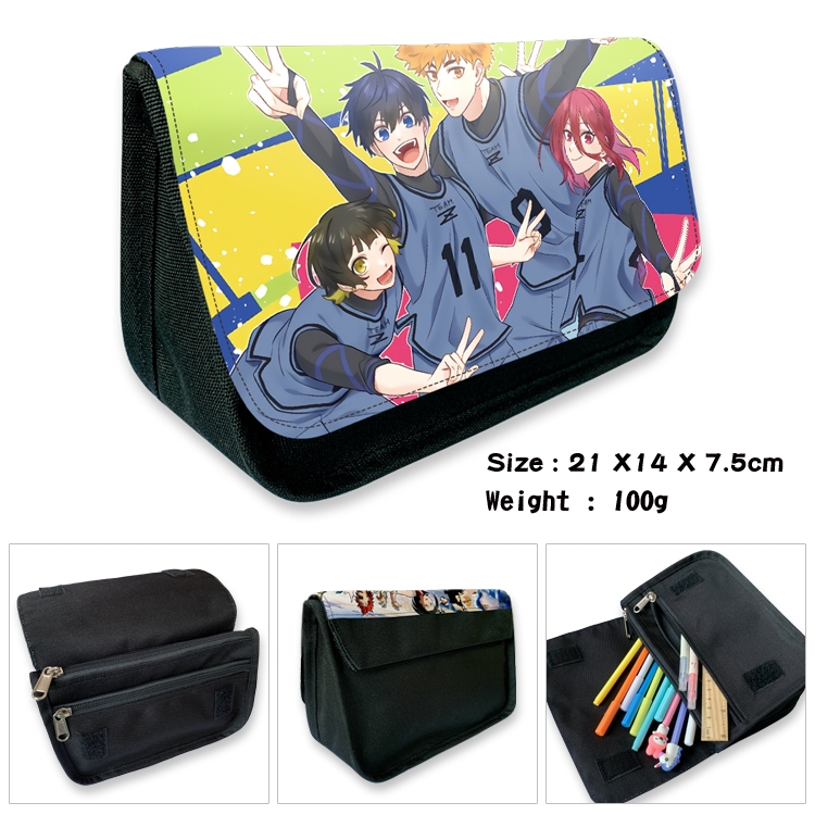 BLUE LOCK Velcro canvas zipper pencil case Pencil Bag 21×14×7.5cm