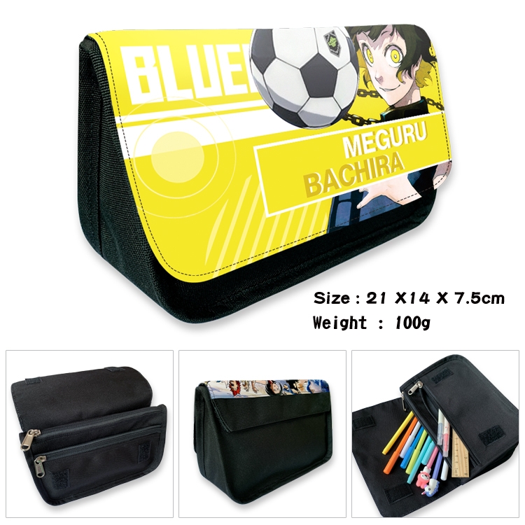 BLUE LOCK Velcro canvas zipper pencil case Pencil Bag 21×14×7.5cm