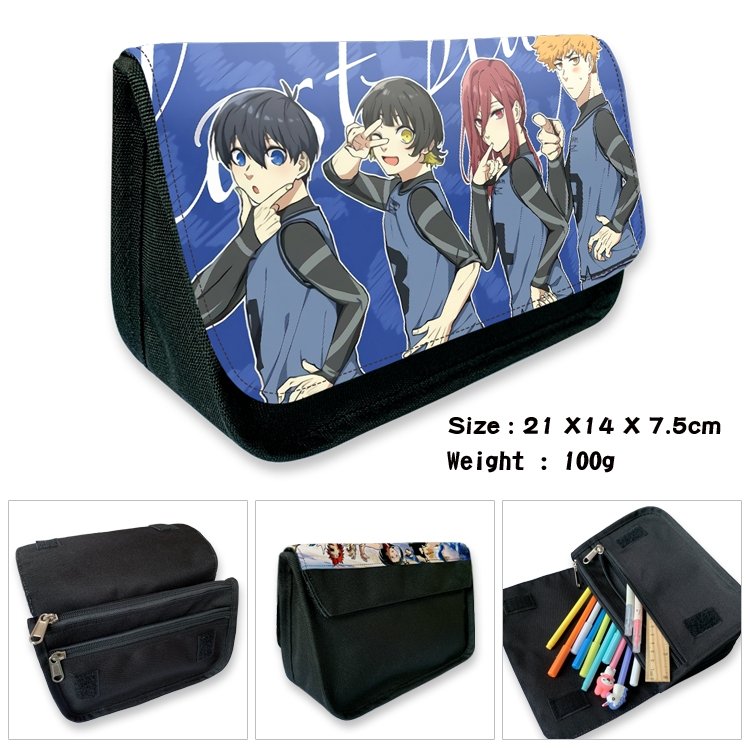 BLUE LOCK Velcro canvas zipper pencil case Pencil Bag 21×14×7.5cm