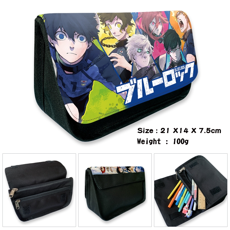 BLUE LOCK Velcro canvas zipper pencil case Pencil Bag 21×14×7.5cm