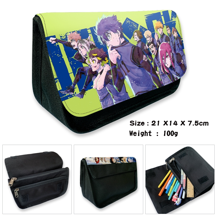 BLUE LOCK Velcro canvas zipper pencil case Pencil Bag 21×14×7.5cm