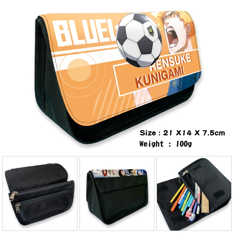 BLUE LOCK Velcro canvas zipper pencil case Pencil Bag 21×14×7.5cm