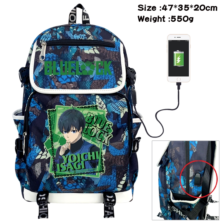 BLUE LOCK Camouflage waterproof sail cloth flip backpack student schoolbag 47X35X20CM 550G