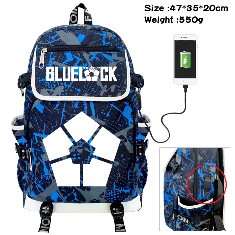 BLUE LOCK Camouflage waterproof sail cloth flip backpack student schoolbag 47X35X20CM 550G