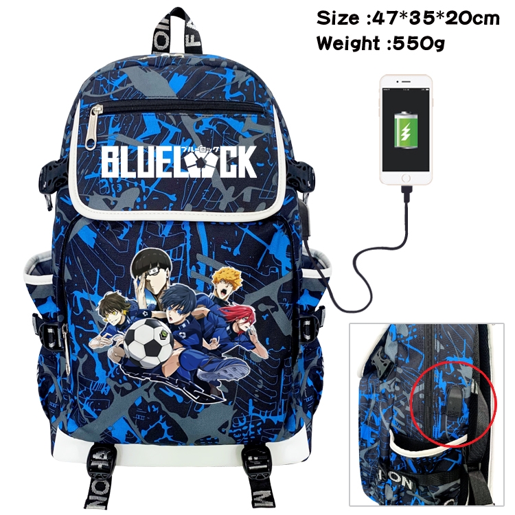 BLUE LOCK Camouflage waterproof sail cloth flip backpack student schoolbag 47X35X20CM 550G