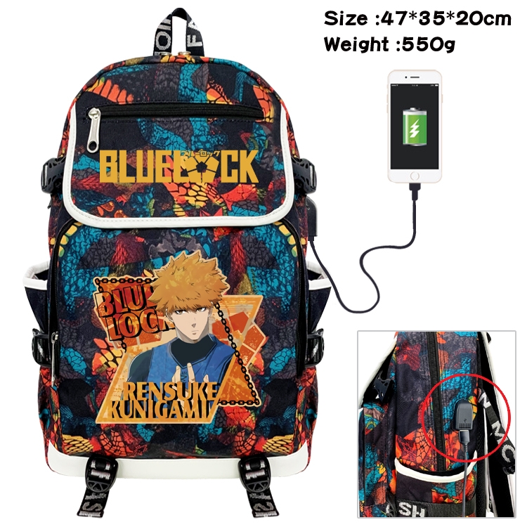 BLUE LOCK Camouflage waterproof sail cloth flip backpack student schoolbag 47X35X20CM 550G