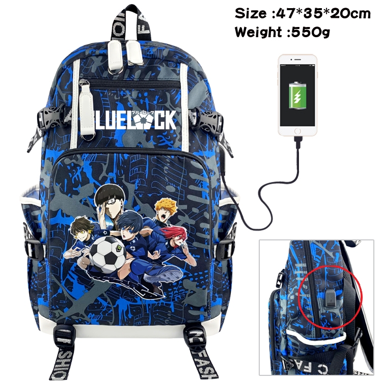 BLUE LOCK Camouflage canvas trend backpack student schoolbag 47X35X20CM 550G