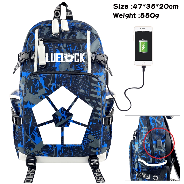 BLUE LOCK Camouflage canvas trend backpack student schoolbag 47X35X20CM 550G