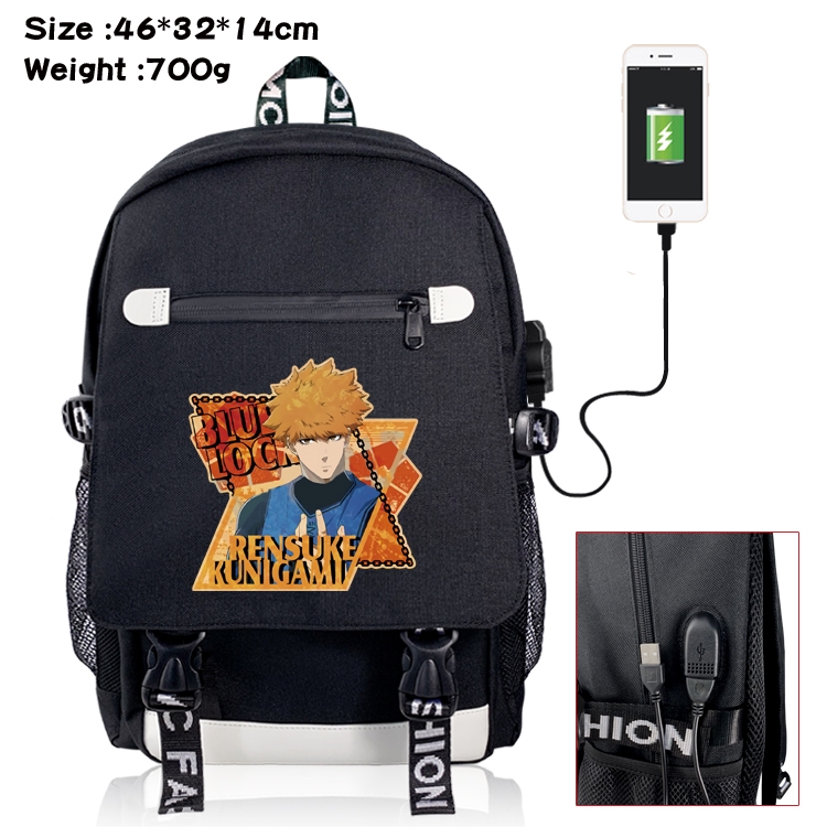 BLUE LOCK USB backpack cartoon printed student backpack 46X32X14CM 700G