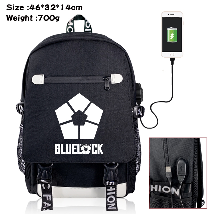 BLUE LOCK USB backpack cartoon printed student backpack 46X32X14CM 700G