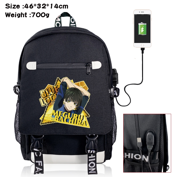 BLUE LOCK USB backpack cartoon printed student backpack 46X32X14CM 700G