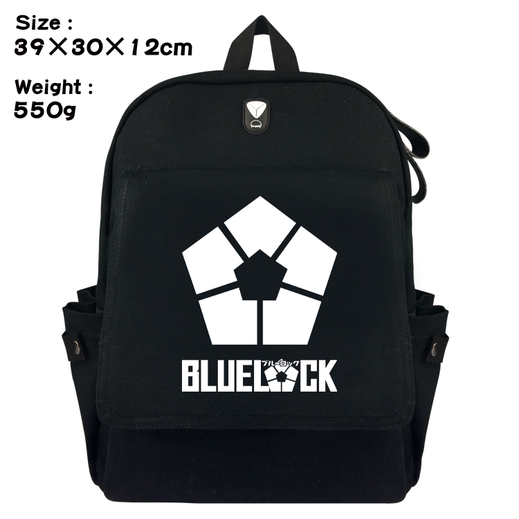 BLUE LOCK Canvas flap backpack backpack student schoolbag headphone hole 39X30X12CM 550g