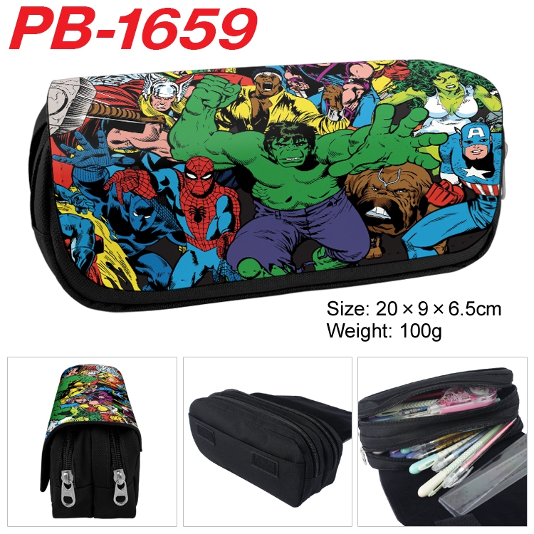 Superhero Movie Cartoon double-layer pu leather printing pencil case 20×9×6.5cm PB-1659