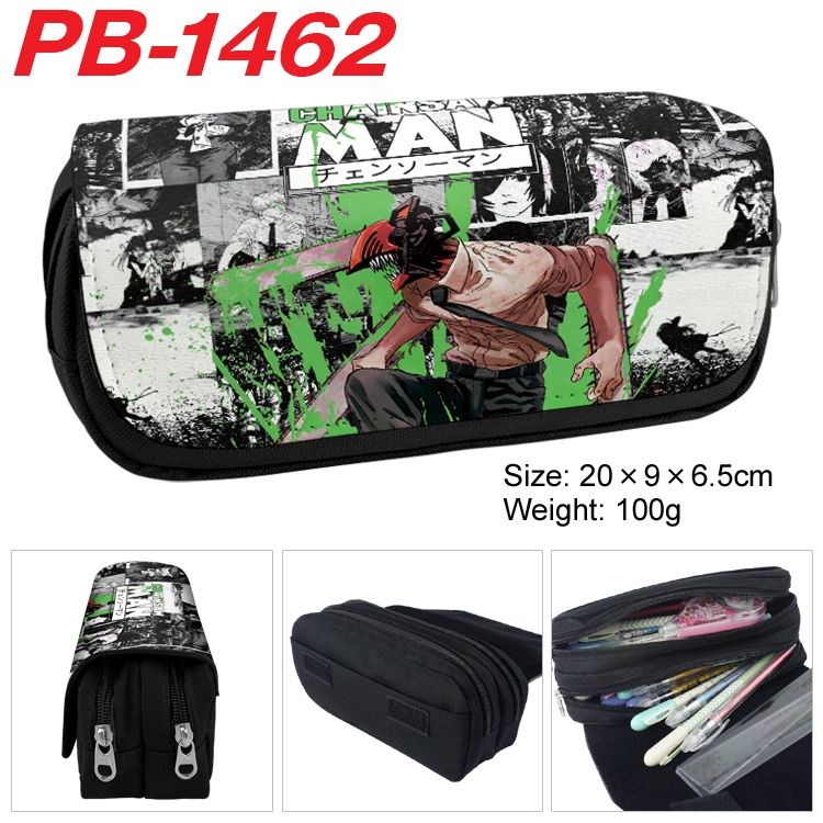 Chainsaw man Anime double-layer pu leather printing pencil case 20×9×6.5cm PB-1462