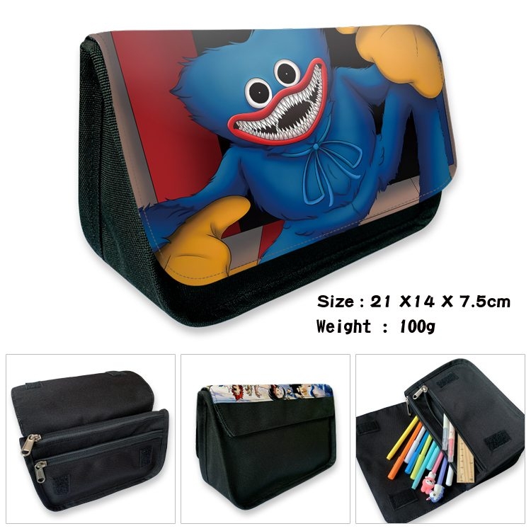 Poppy Playtime Anime Velcro canvas zipper pencil case Pencil Bag 21×14×7.5cm