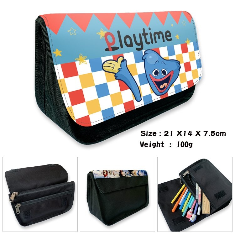 Poppy Playtime Anime Velcro canvas zipper pencil case Pencil Bag 21×14×7.5cm