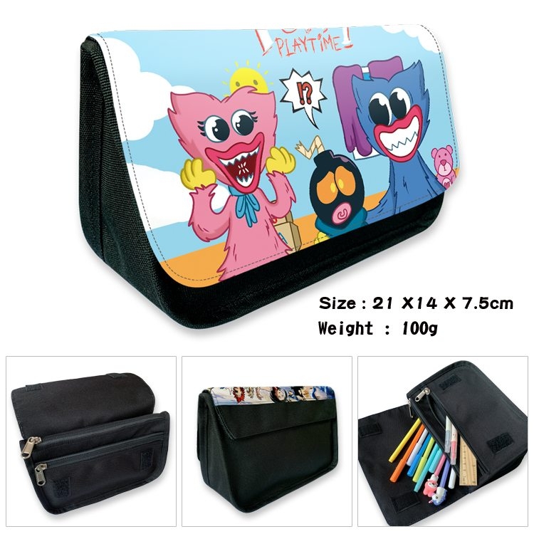 Poppy Playtime Anime Velcro canvas zipper pencil case Pencil Bag 21×14×7.5cm