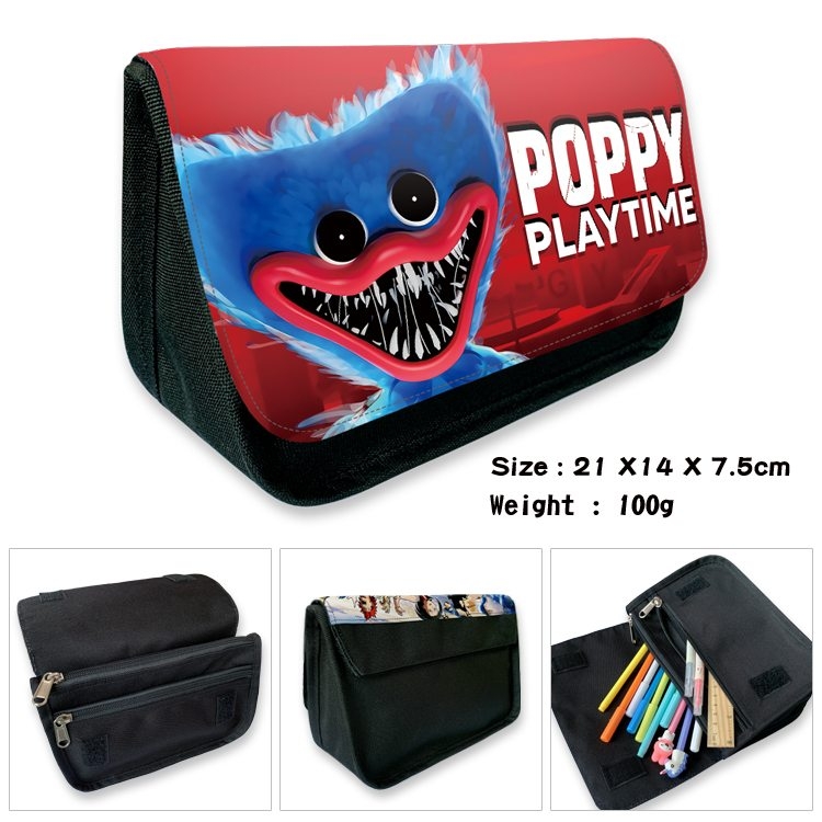 Poppy Playtime Anime Velcro canvas zipper pencil case Pencil Bag 21×14×7.5cm