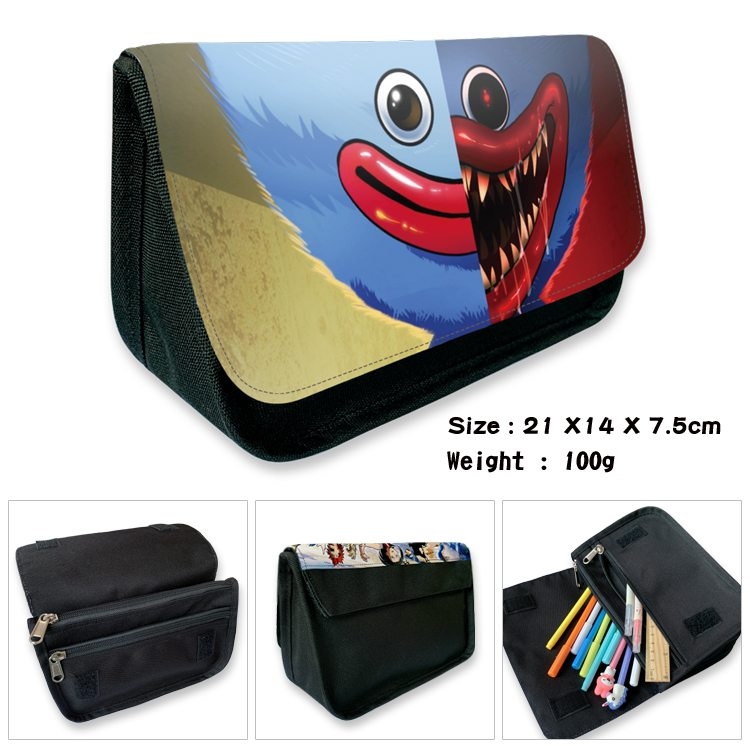 Poppy Playtime Anime Velcro canvas zipper pencil case Pencil Bag 21×14×7.5cm