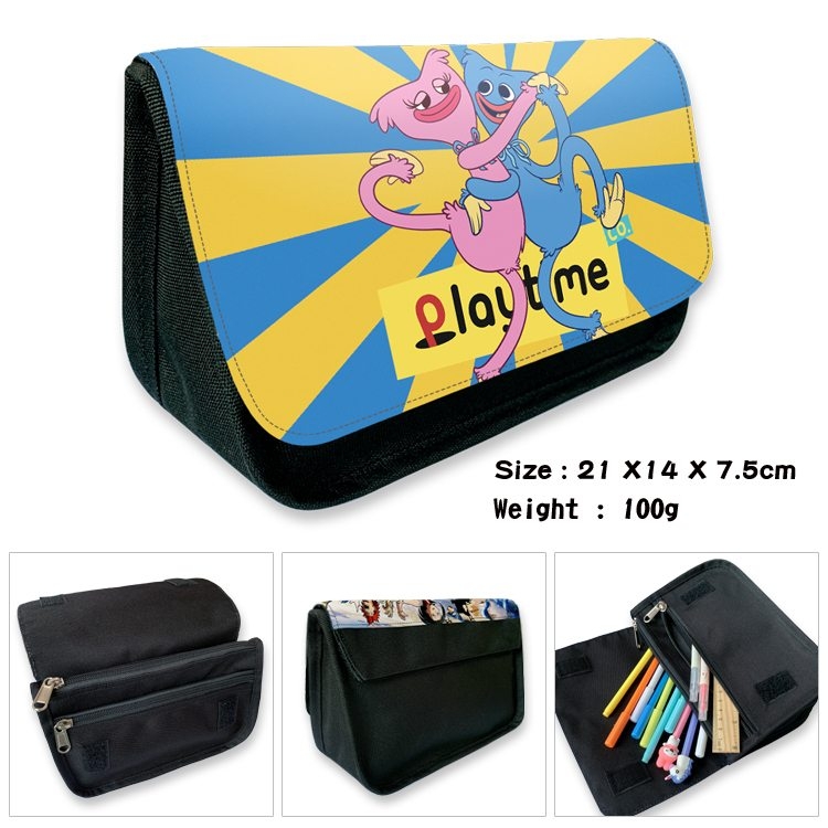 Poppy Playtime Anime Velcro canvas zipper pencil case Pencil Bag 21×14×7.5cm