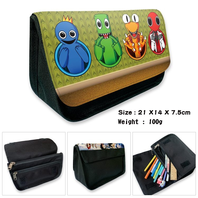 Rainbow friends Anime Velcro canvas zipper pencil case Pencil Bag 21×14×7.5cm