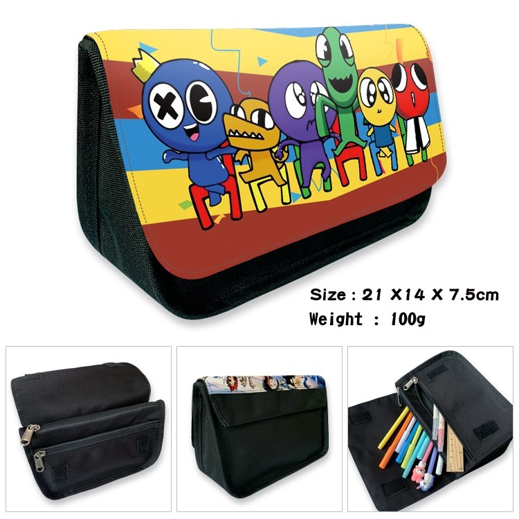 Rainbow friends Anime Velcro canvas zipper pencil case Pencil Bag 21×14×7.5cm