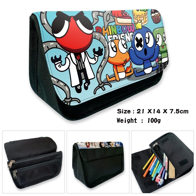 Rainbow friends Anime Velcro canvas zipper pencil case Pencil Bag 21×14×7.5cm